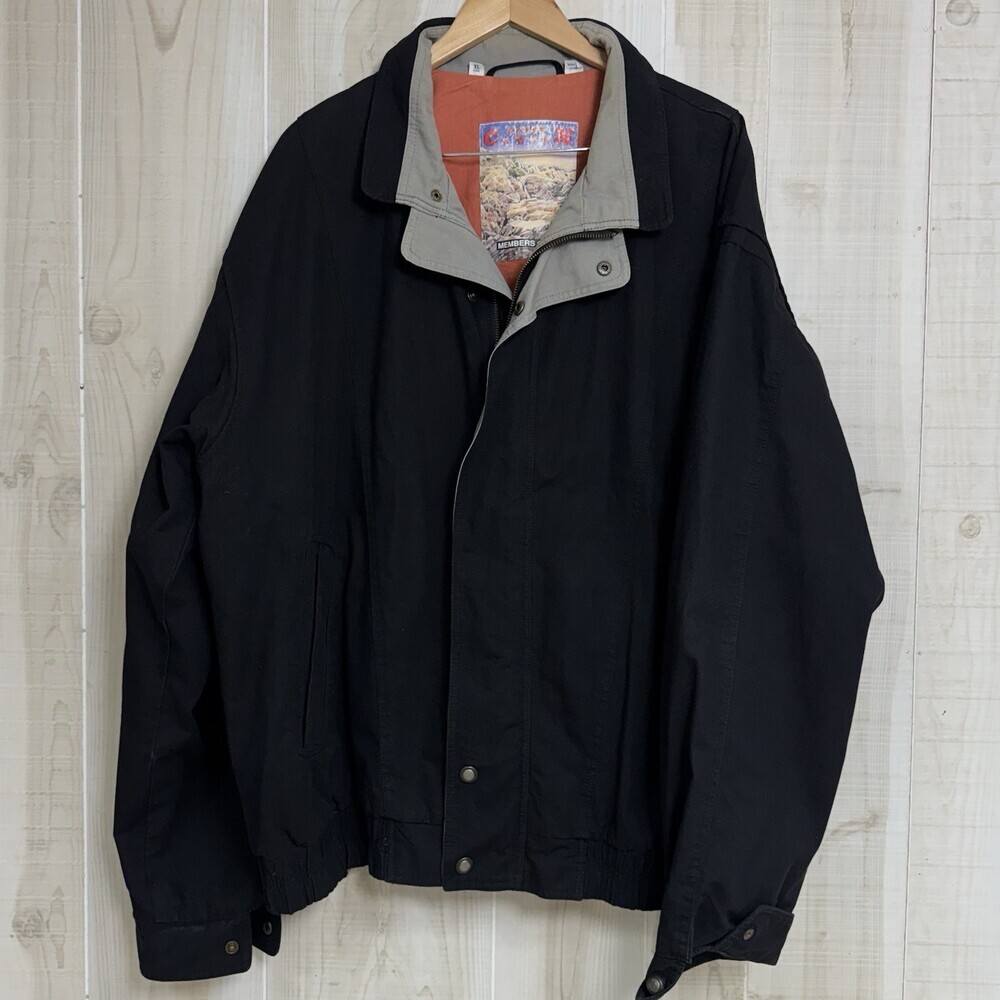 Members Only Men’s XL Long Jacket Black Bomber 80s‎ Retro Heavy Cotton